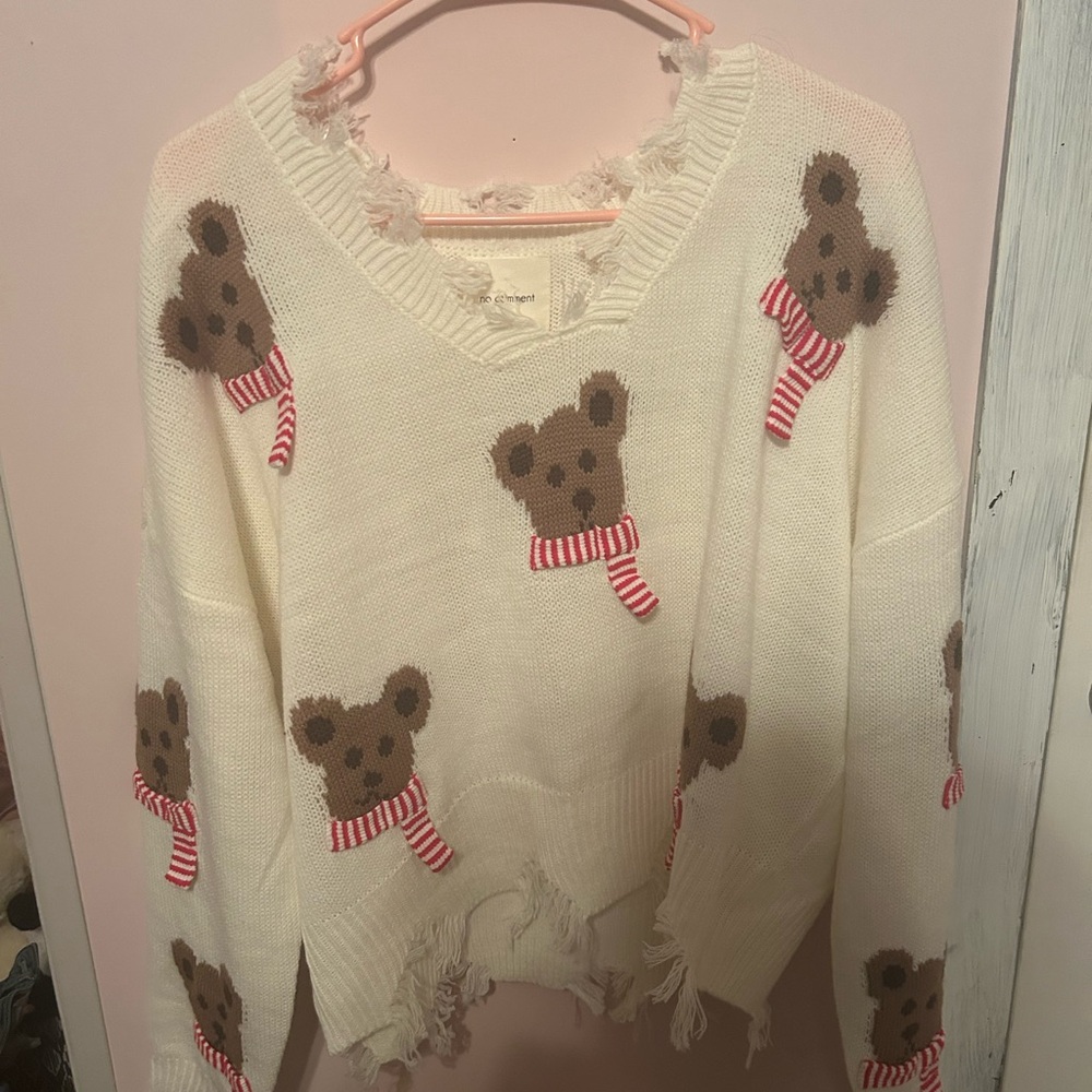 Cozy White Bear Pattern Sweater